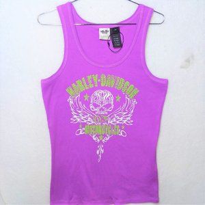 HARLEY DAVIDSON Pink Peridot Green Rhinestone Top